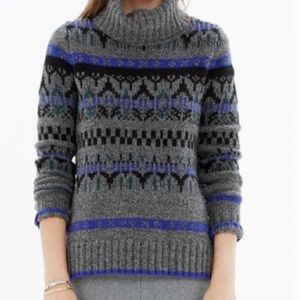 Madewell Ice Blue Fair isle Turtleneck Sweater